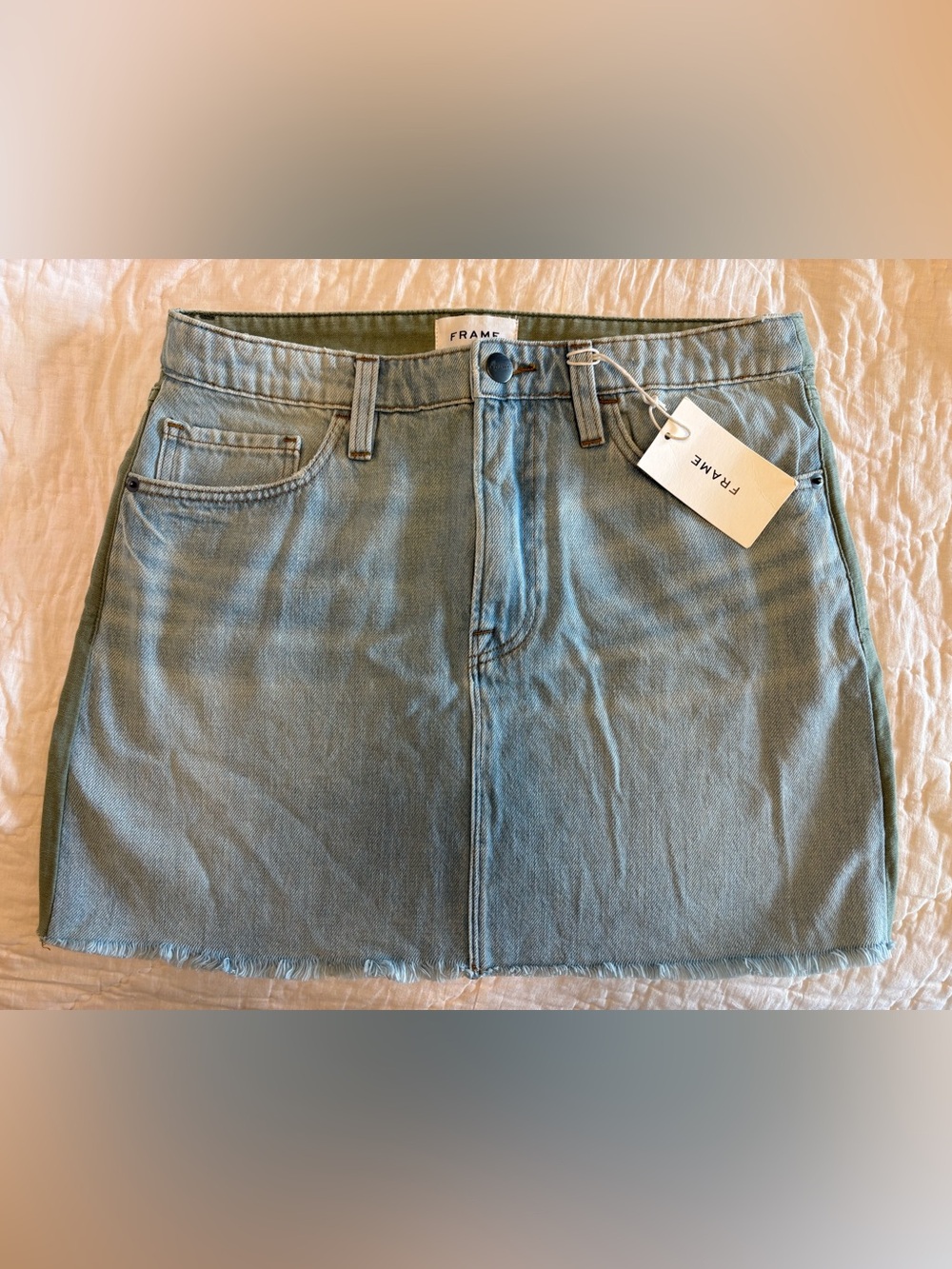 Frame Women’s Canteburry Le Mini Skirt Cargo Mix Denim Size 27